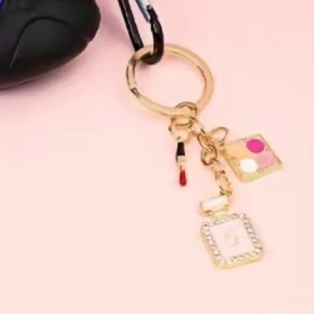 Rhinestone Fashion Lipstick, Perfume Bottle, Makeup Pallet Bag Charm/Key Chain